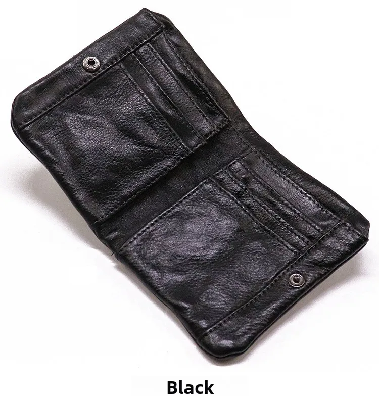 Top Quality Genuine Cow Leather Men Retro Wallets Zipper Short Coin Pocket Card Holder Coin Pocket Simple Soft Male Wallets
