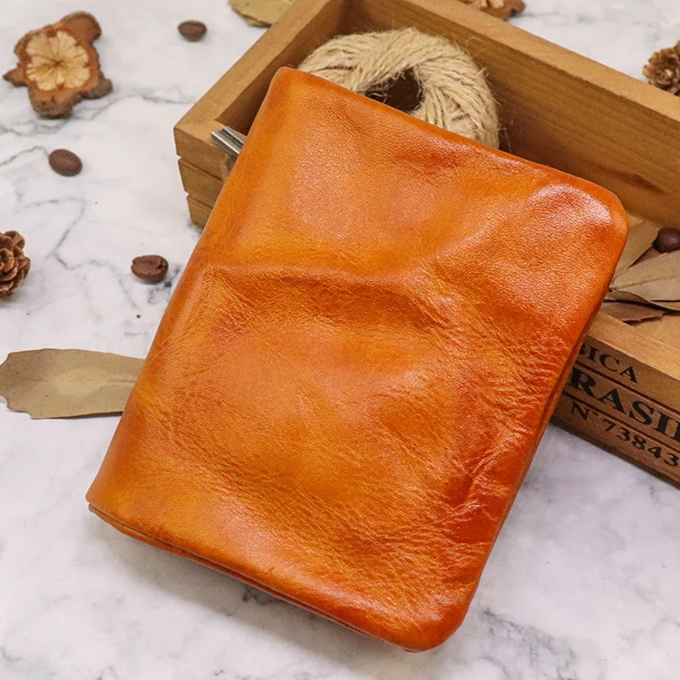 Top Quality Genuine Cow Leather Men Retro Wallets Zipper Short Coin Pocket Card Holder Coin Pocket Simple Soft Male Wallets