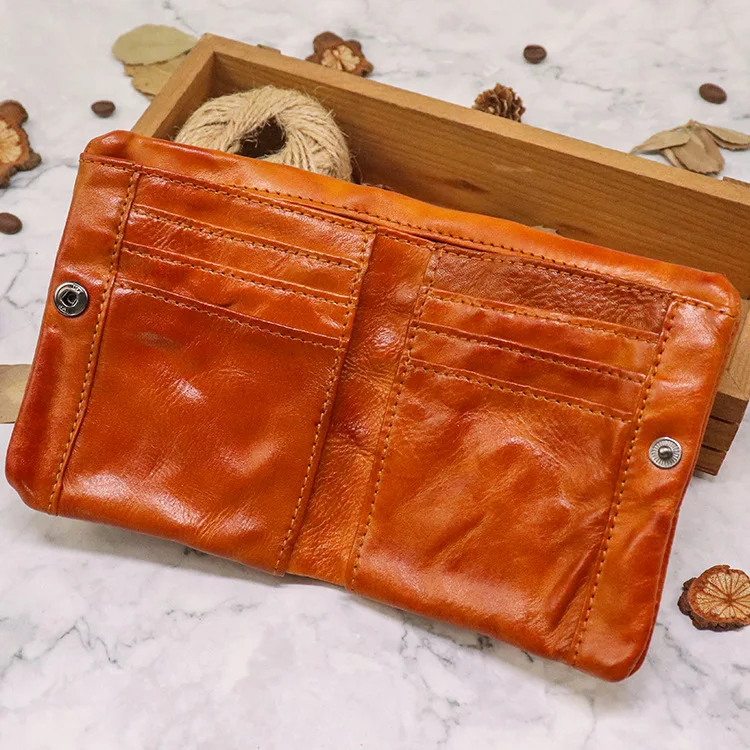 Top Quality Genuine Cow Leather Men Retro Wallets Zipper Short Coin Pocket Card Holder Coin Pocket Simple Soft Male Wallets