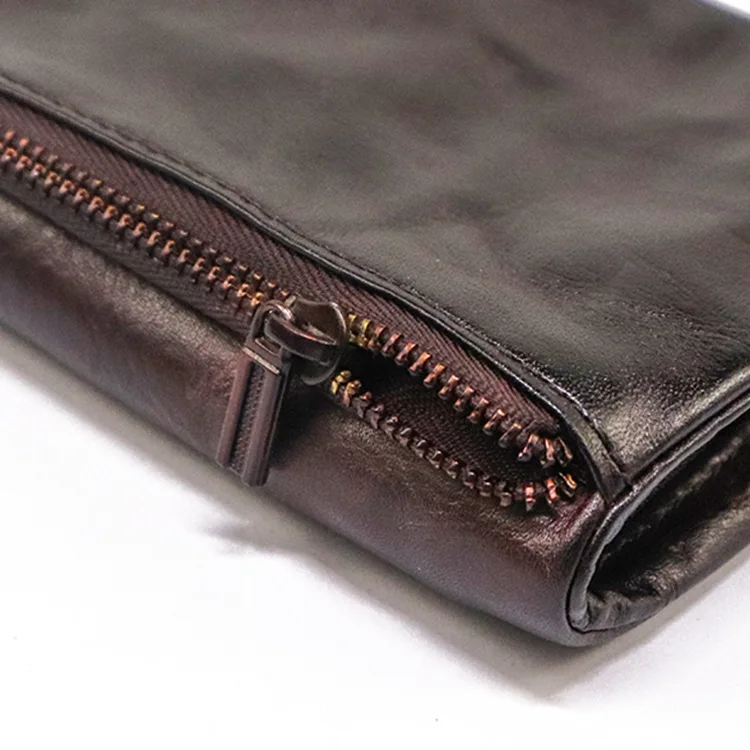 Top Quality Genuine Cow Leather Men Retro Wallets Zipper Short Coin Pocket Card Holder Coin Pocket Simple Soft Male Wallets