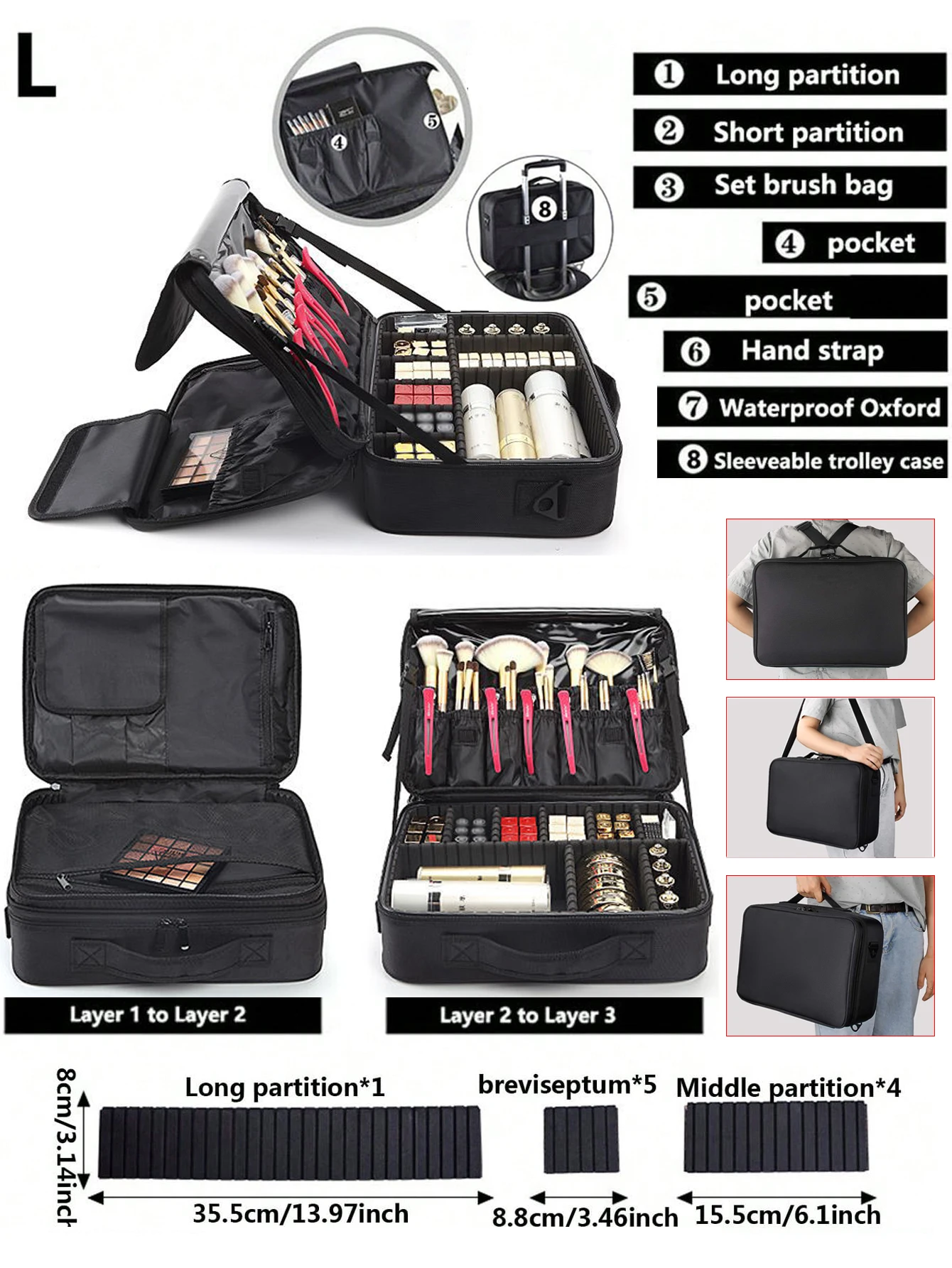 New Oxford Makeup Bag For Women Waterproof Large Capacity Travel Cosmetic Case Artist Full Professional Makeup Case Female