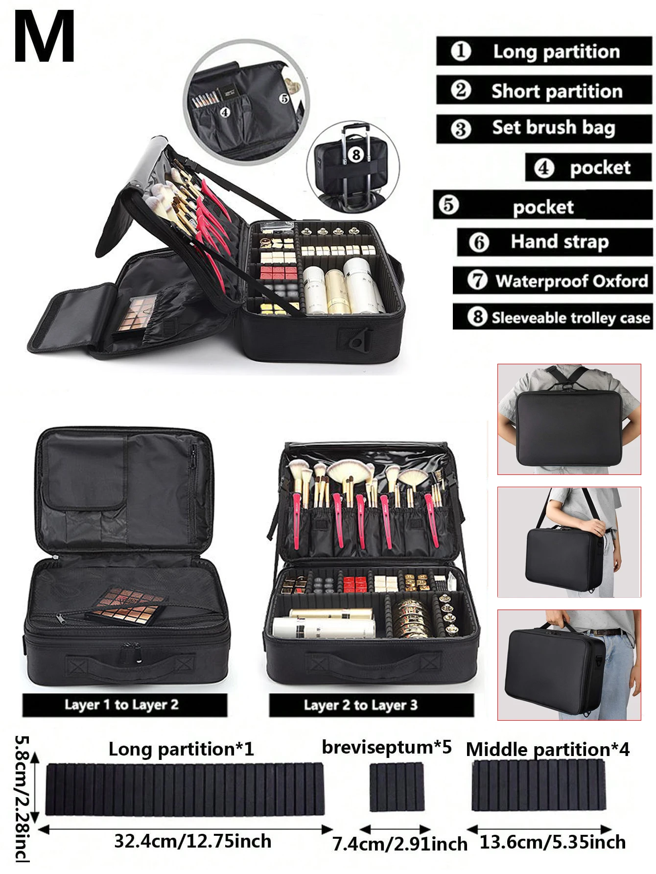 New Oxford Makeup Bag For Women Waterproof Large Capacity Travel Cosmetic Case Artist Full Professional Makeup Case Female