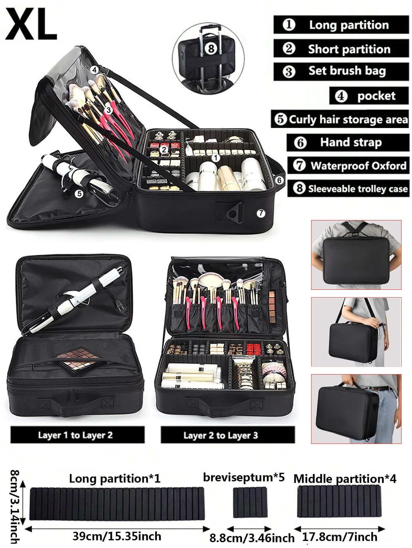 New Oxford Makeup Bag For Women Waterproof Large Capacity Travel Cosmetic Case Artist Full Professional Makeup Case Female