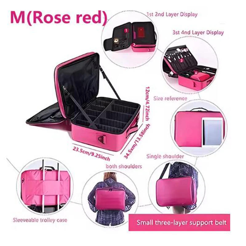 New Oxford Makeup Bag For Women Waterproof Large Capacity Travel Cosmetic Case Artist Full Professional Makeup Case Female