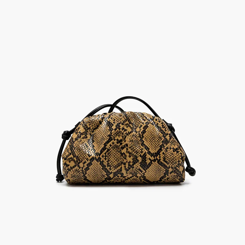 Ruched Serpentine Dumpling Bags for Women Pouch Handbag Clutch Snake Pattern Shoulder Crossbody Bag Luxury Designer Bag