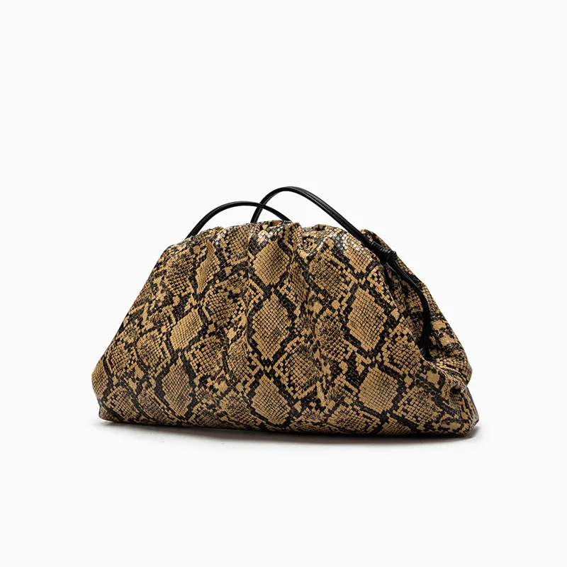 Ruched Serpentine Dumpling Bags for Women Pouch Handbag Clutch Snake Pattern Shoulder Crossbody Bag Luxury Designer Bag
