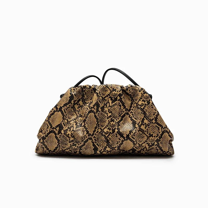 Ruched Serpentine Dumpling Bags for Women Pouch Handbag Clutch Snake Pattern Shoulder Crossbody Bag Luxury Designer Bag