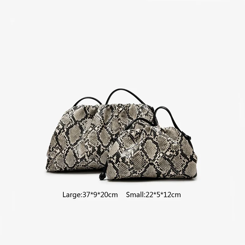 Ruched Serpentine Dumpling Bags for Women Pouch Handbag Clutch Snake Pattern Shoulder Crossbody Bag Luxury Designer Bag
