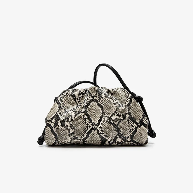 Ruched Serpentine Dumpling Bags for Women Pouch Handbag Clutch Snake Pattern Shoulder Crossbody Bag Luxury Designer Bag