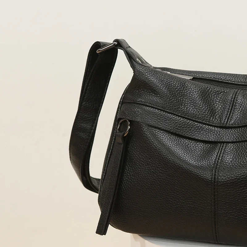 100% Cowhide Handbag and Purses New Fashion Shoulder Bag with Wide Straps Women Soft Genuine Leather Crossbody Messenger Bag