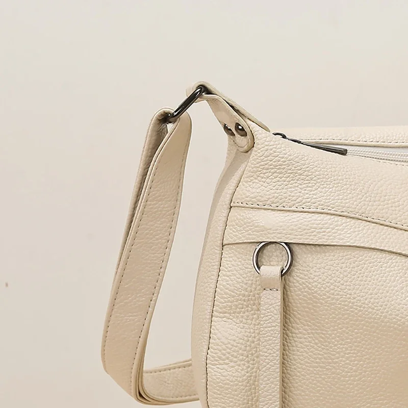 100% Cowhide Handbag and Purses New Fashion Shoulder Bag with Wide Straps Women Soft Genuine Leather Crossbody Messenger Bag
