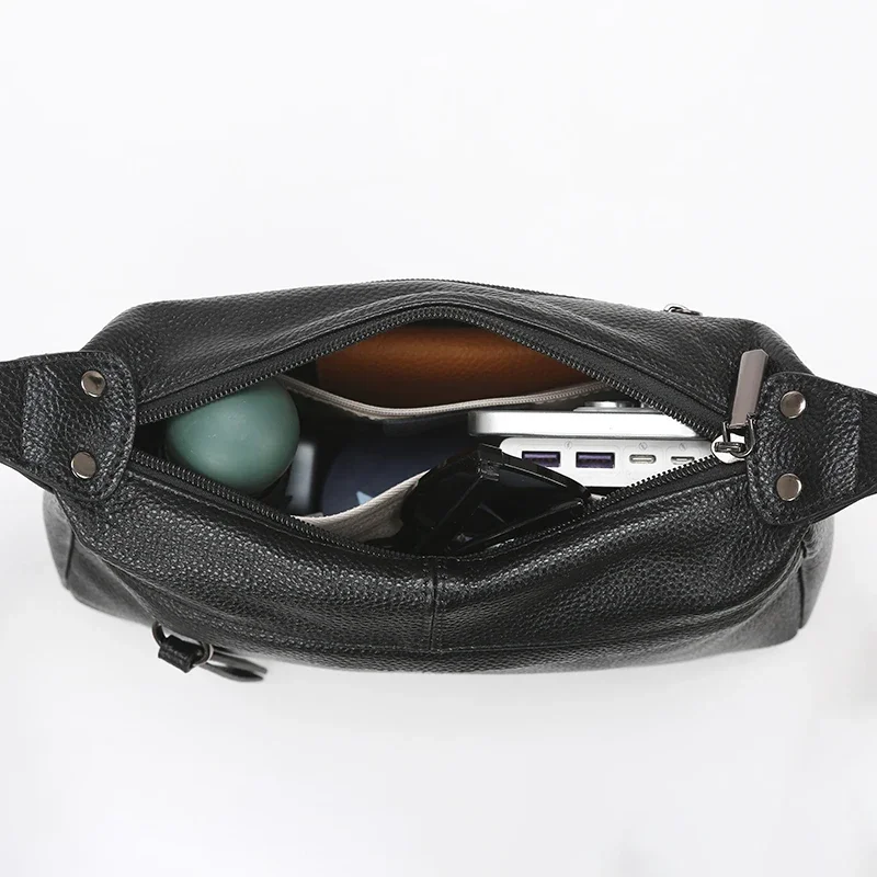 100% Cowhide Handbag and Purses New Fashion Shoulder Bag with Wide Straps Women Soft Genuine Leather Crossbody Messenger Bag