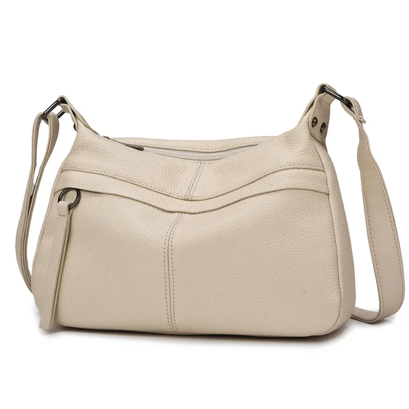 100% Cowhide Handbag and Purses New Fashion Shoulder Bag with Wide Straps Women Soft Genuine Leather Crossbody Messenger Bag