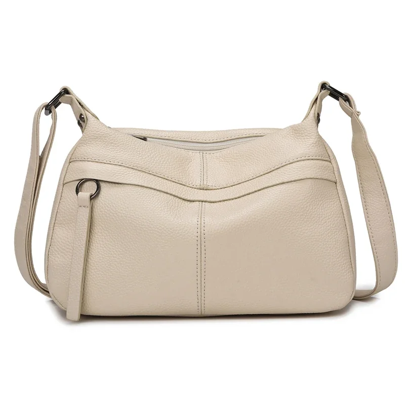100% Cowhide Handbag and Purses New Fashion Shoulder Bag with Wide Straps Women Soft Genuine Leather Crossbody Messenger Bag