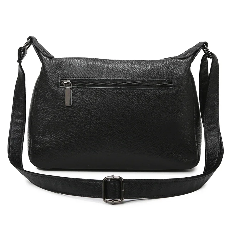 100% Cowhide Handbag and Purses New Fashion Shoulder Bag with Wide Straps Women Soft Genuine Leather Crossbody Messenger Bag