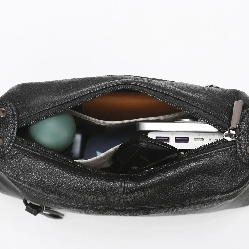 100% Cowhide Handbag and Purses New Fashion Shoulder Bag with Wide Straps Women Soft Genuine Leather Crossbody Messenger Bag