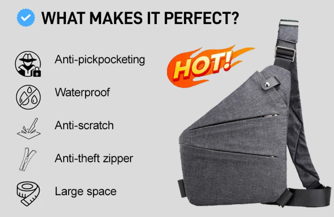 Unisex Anti-Theft Chest Bag - Adjustable Straps, Multi-Purpose Storage Pouch, Secure Travel Wallet