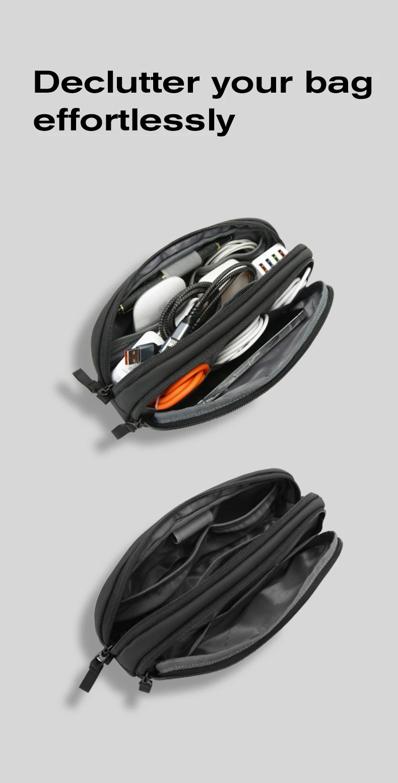 BANGE New Polyester Light Waterproof Unisex Digital USB Cable Storage Hand Bag