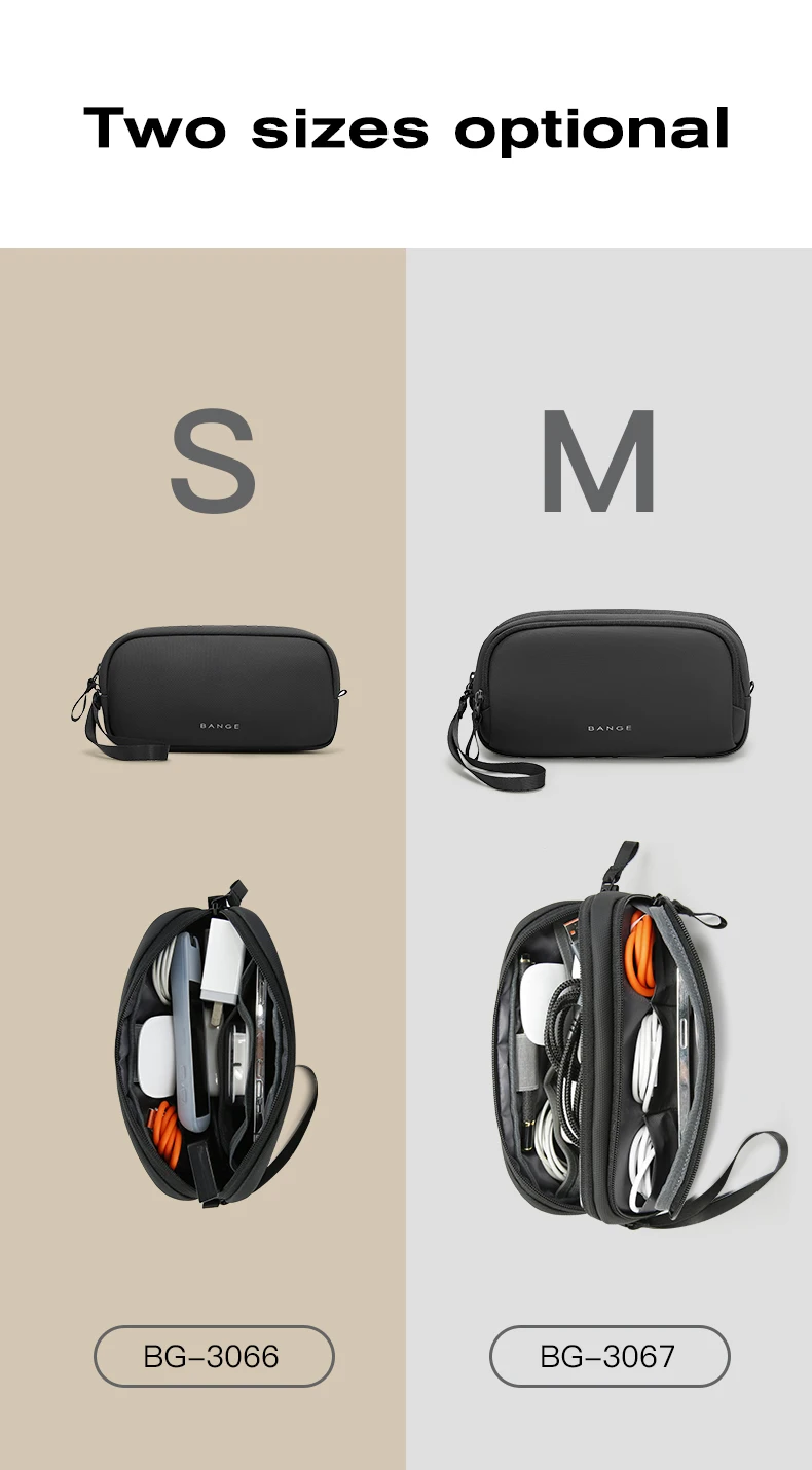 BANGE New Polyester Light Waterproof Unisex Digital USB Cable Storage Hand Bag