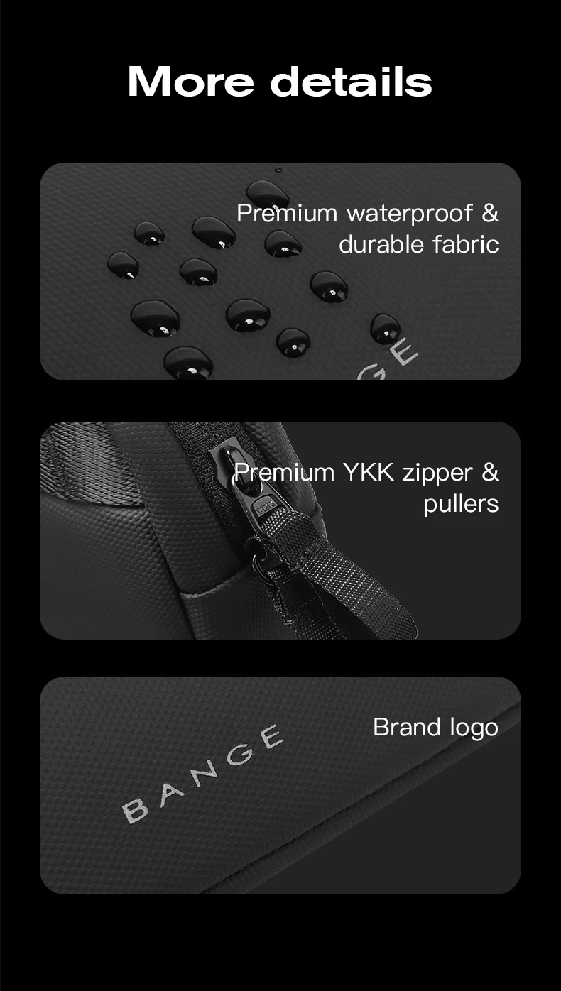 BANGE New Polyester Light Waterproof Unisex Digital USB Cable Storage Hand Bag