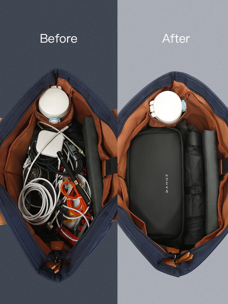 BANGE New Polyester Light Waterproof Unisex Digital USB Cable Storage Hand Bag