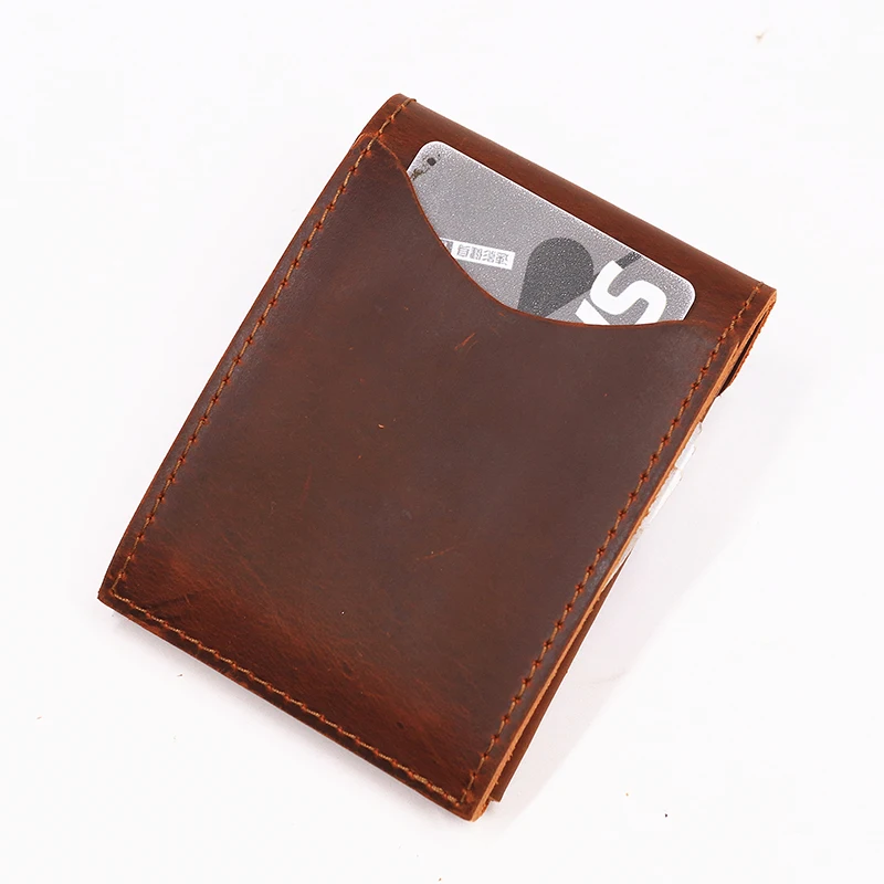 100% Genuine Leather Wallet For Men Male Original Cowhide Slim Minimalist Front Pocket Cash Wallet Card Holder With Flap Closure