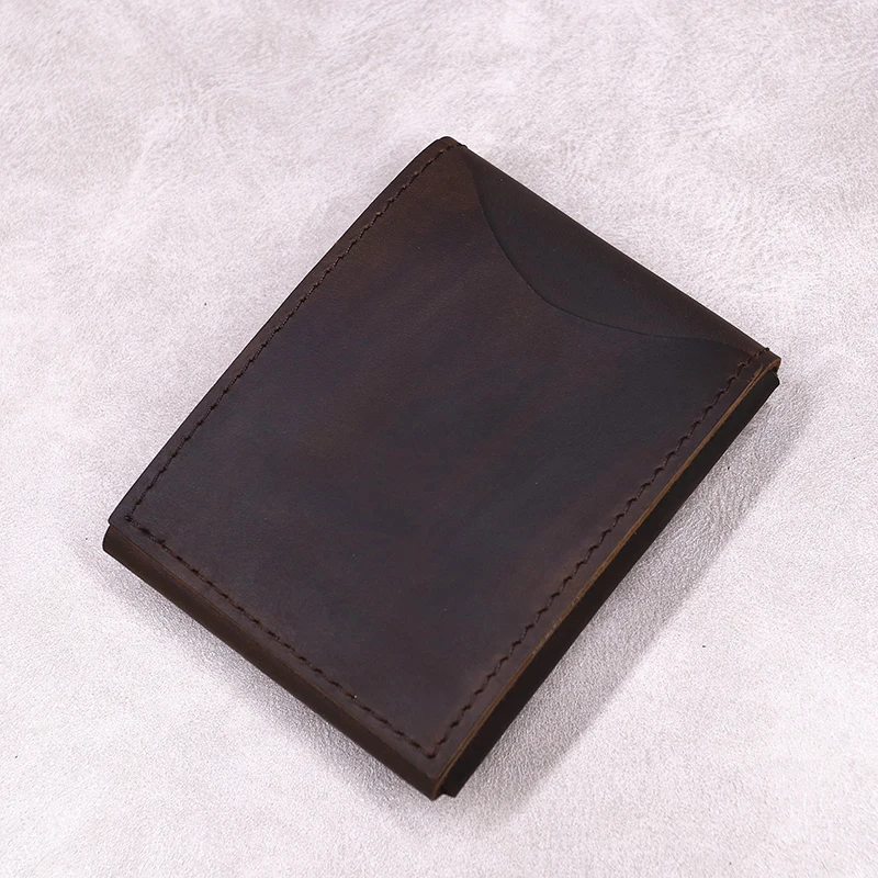 100% Genuine Leather Wallet For Men Male Original Cowhide Slim Minimalist Front Pocket Cash Wallet Card Holder With Flap Closure