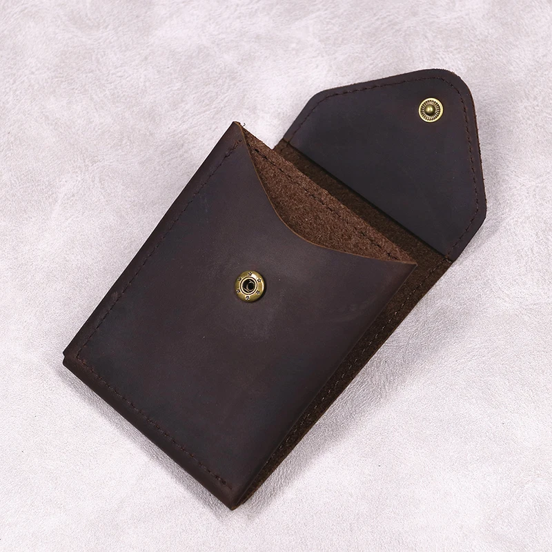 100% Genuine Leather Wallet For Men Male Original Cowhide Slim Minimalist Front Pocket Cash Wallet Card Holder With Flap Closure
