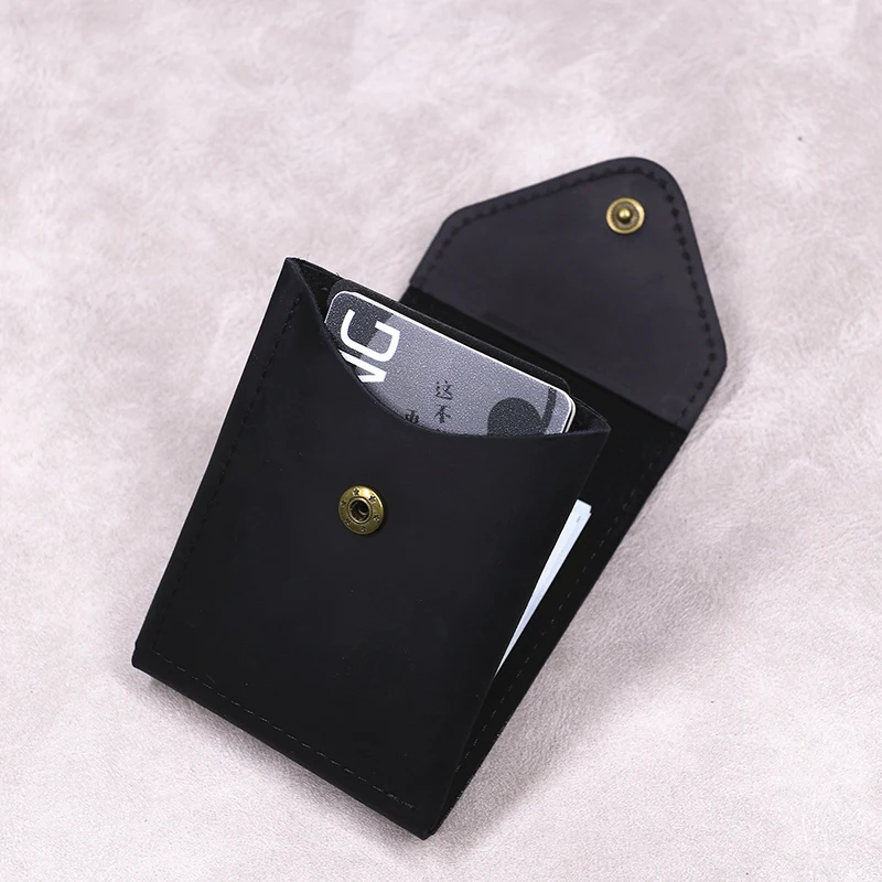 100% Genuine Leather Wallet For Men Male Original Cowhide Slim Minimalist Front Pocket Cash Wallet Card Holder With Flap Closure