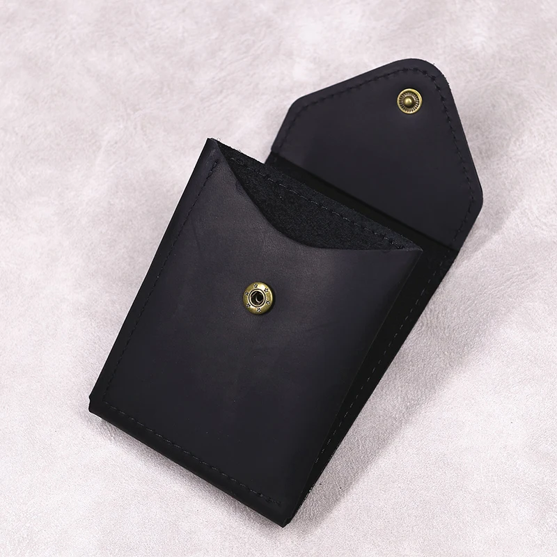 100% Genuine Leather Wallet For Men Male Original Cowhide Slim Minimalist Front Pocket Cash Wallet Card Holder With Flap Closure