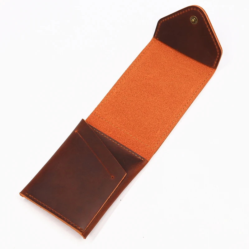 100% Genuine Leather Wallet For Men Male Original Cowhide Slim Minimalist Front Pocket Cash Wallet Card Holder With Flap Closure