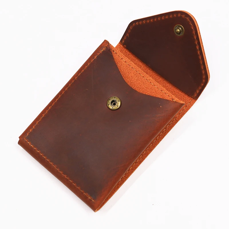 100% Genuine Leather Wallet For Men Male Original Cowhide Slim Minimalist Front Pocket Cash Wallet Card Holder With Flap Closure