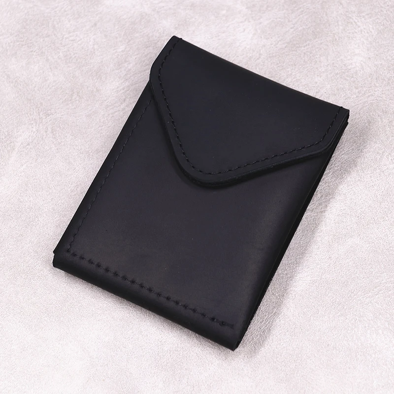 100% Genuine Leather Wallet For Men Male Original Cowhide Slim Minimalist Front Pocket Cash Wallet Card Holder With Flap Closure
