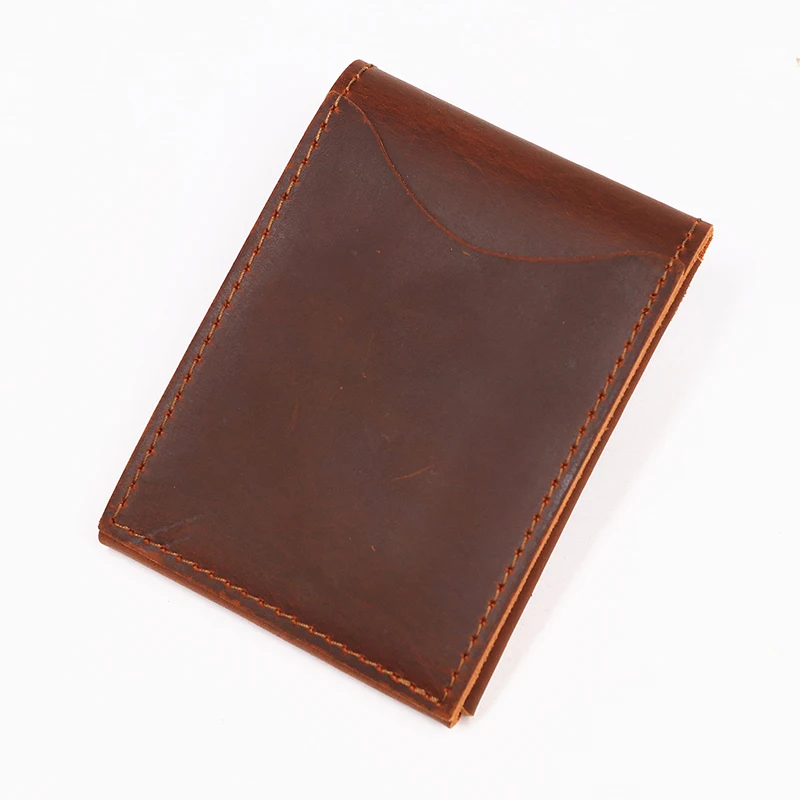 100% Genuine Leather Wallet For Men Male Original Cowhide Slim Minimalist Front Pocket Cash Wallet Card Holder With Flap Closure