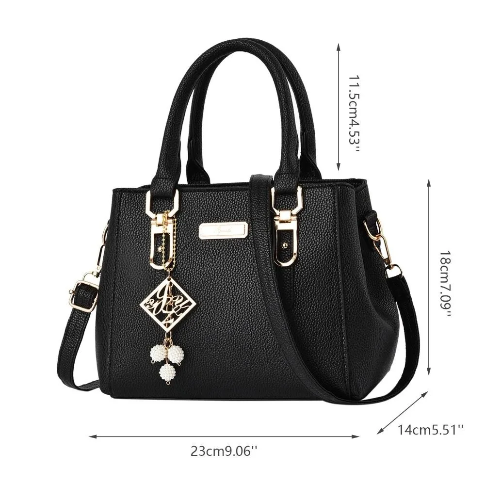 Trendy Leather Handbags Open Pocket Large Capacity Shoulder Bag Polyester Cotton Messenger Bag