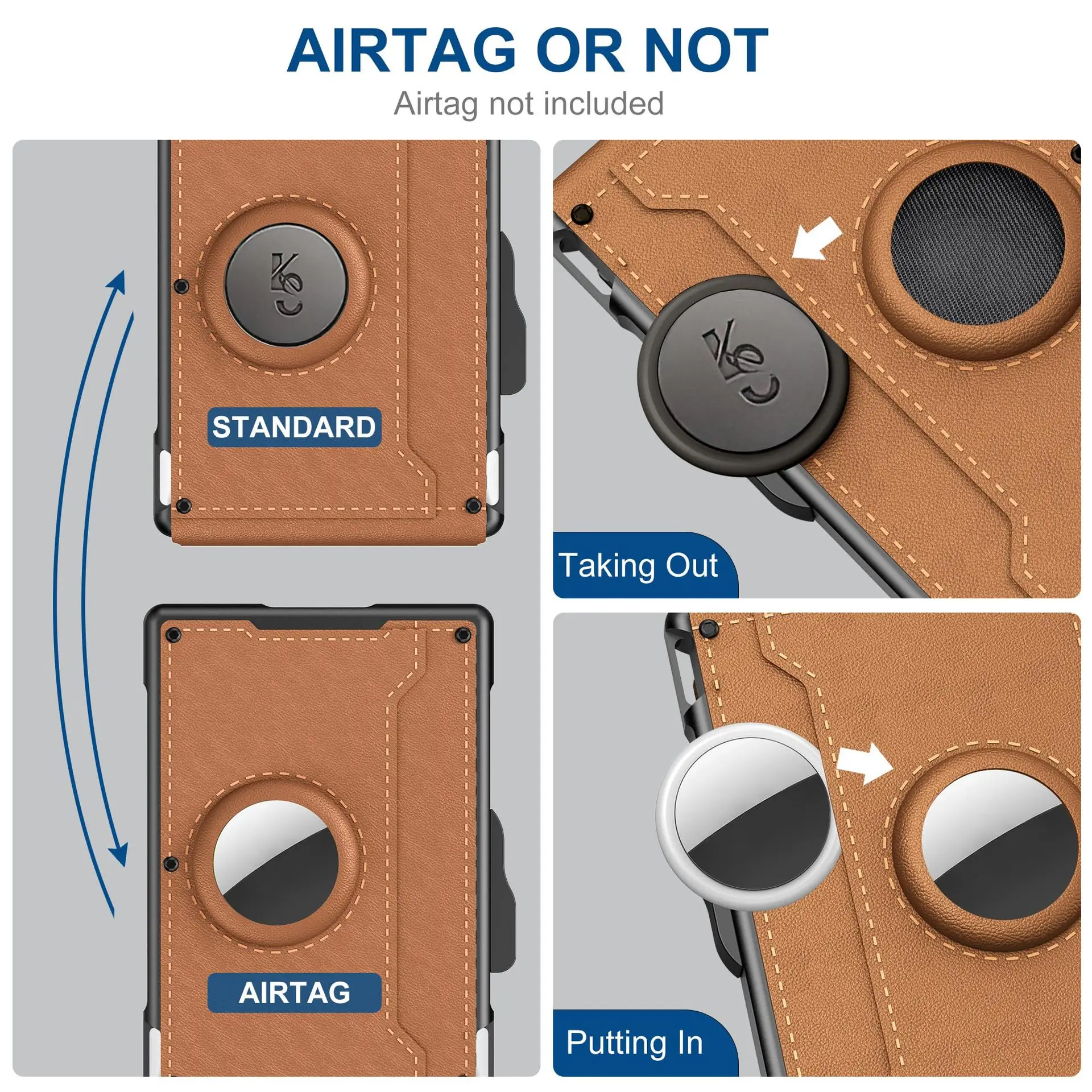 Men's Pop-Up Aluminum-Framed Carbon Fiber PU RFID Blocking Bifold Wallet with AirTag Slot Credit Card Holder Fold Design