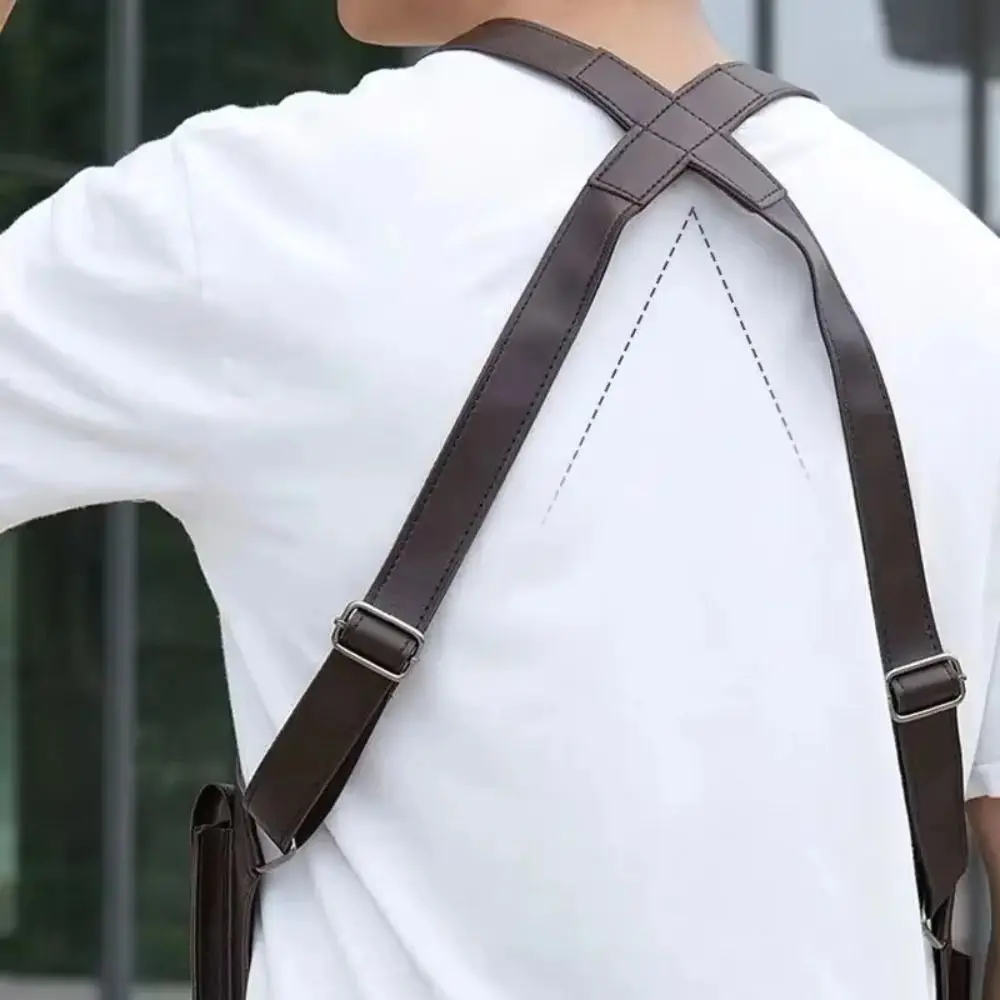 Retro Anti-theft Storage Vest Bag Multi-Pocket Concealed Strap Chest Bag Leather Multifunction Mobile Phone Bag Hunting