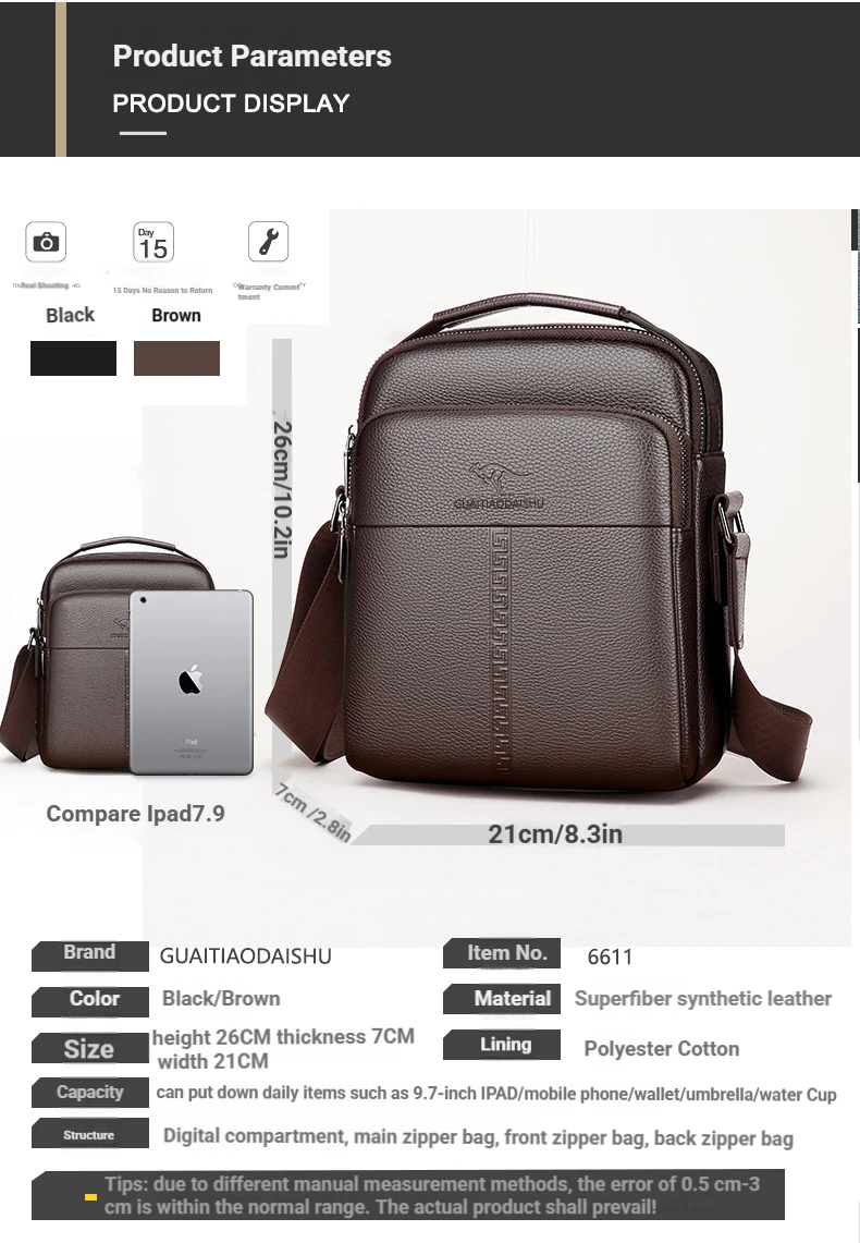 2026 New Men's Bag Shoulder Fashion Crossbody Bag Men Handbag Business Small Backpack Leisure Trendy Bag