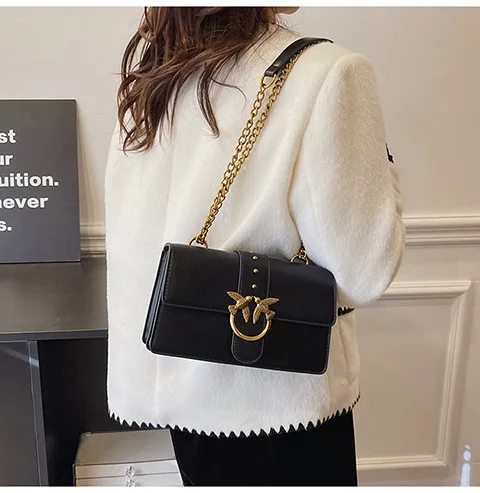 Crossbody Bag New Pinko Swallow Chain Bacchus Bag Fashionable European and American Shoulder Underarm Bag