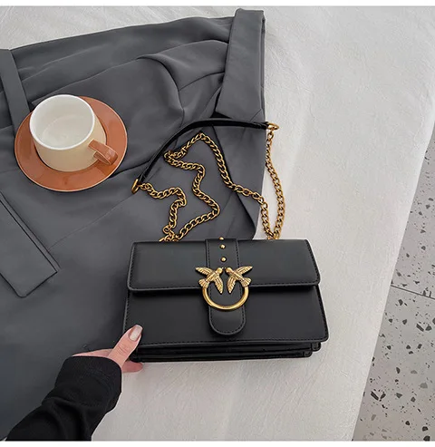Crossbody Bag New Pinko Swallow Chain Bacchus Bag Fashionable European and American Shoulder Underarm Bag