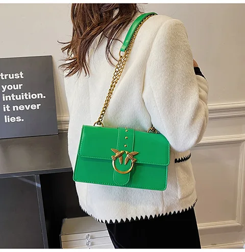 Crossbody Bag New Pinko Swallow Chain Bacchus Bag Fashionable European and American Shoulder Underarm Bag