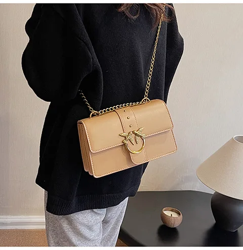 Crossbody Bag New Pinko Swallow Chain Bacchus Bag Fashionable European and American Shoulder Underarm Bag