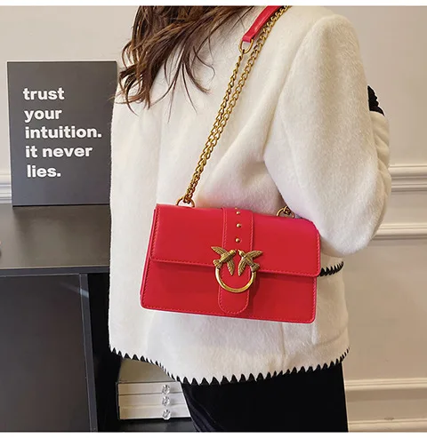 Crossbody Bag New Pinko Swallow Chain Bacchus Bag Fashionable European and American Shoulder Underarm Bag