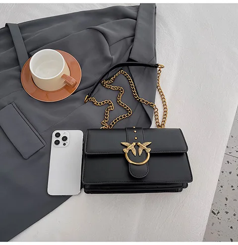 Crossbody Bag New Pinko Swallow Chain Bacchus Bag Fashionable European and American Shoulder Underarm Bag