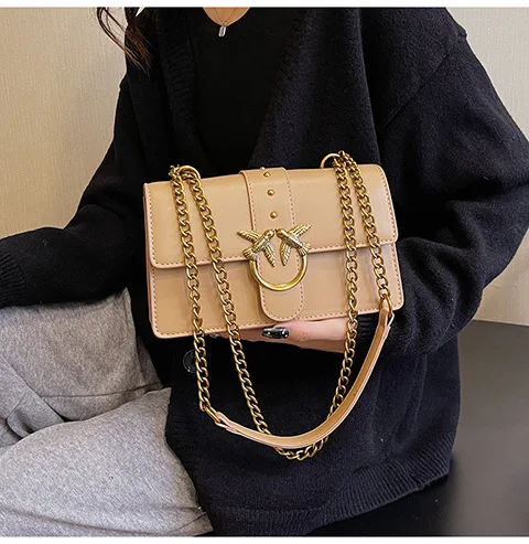 Crossbody Bag New Pinko Swallow Chain Bacchus Bag Fashionable European and American Shoulder Underarm Bag