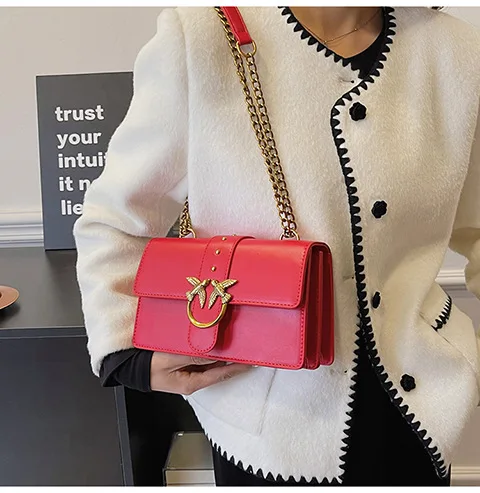 Crossbody Bag New Pinko Swallow Chain Bacchus Bag Fashionable European and American Shoulder Underarm Bag
