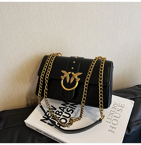 Crossbody Bag New Pinko Swallow Chain Bacchus Bag Fashionable European and American Shoulder Underarm Bag
