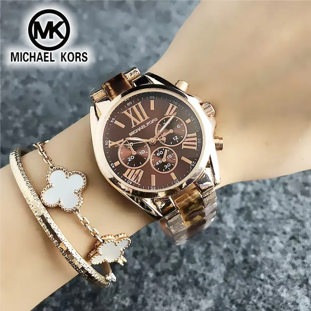 2026 Michael Kors Women's Business Watch Bag MK Classic Roman Scale Quartz Stainless Steel Intergold Style Watch Wallet