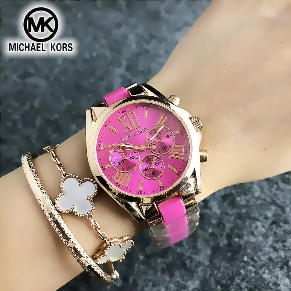 2026 Michael Kors Women's Business Watch Bag MK Classic Roman Scale Quartz Stainless Steel Intergold Style Watch Wallet