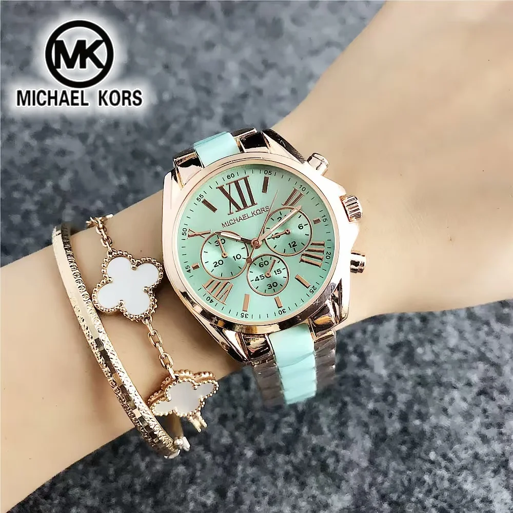 2026 Michael Kors Women's Business Watch Bag MK Classic Roman Scale Quartz Stainless Steel Intergold Style Watch Wallet